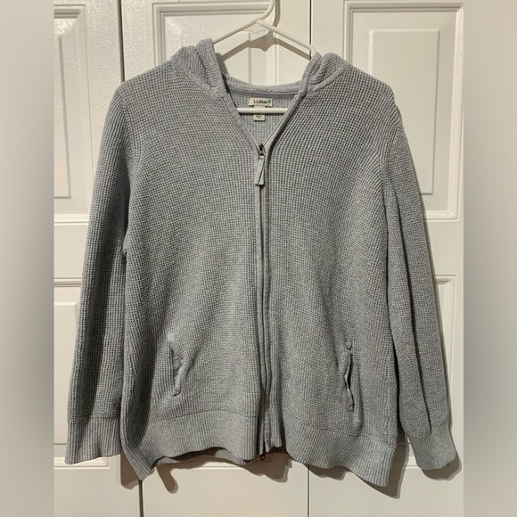 LL Bean Waffle Knit Zip Up Hoodie - Picture 1 of 5